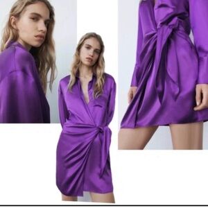 Zara Vibrant Purple Satin Top